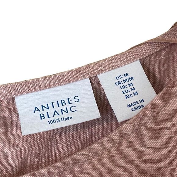 Antibes Blanc Linen Pink Fringe Sleeve Dress Size Medium - Picture 4 of 6